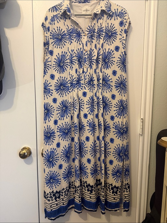 Umgee Dresses & Skirts - Umgee Cream Maxi Skirt with Bold Blue Floral Print